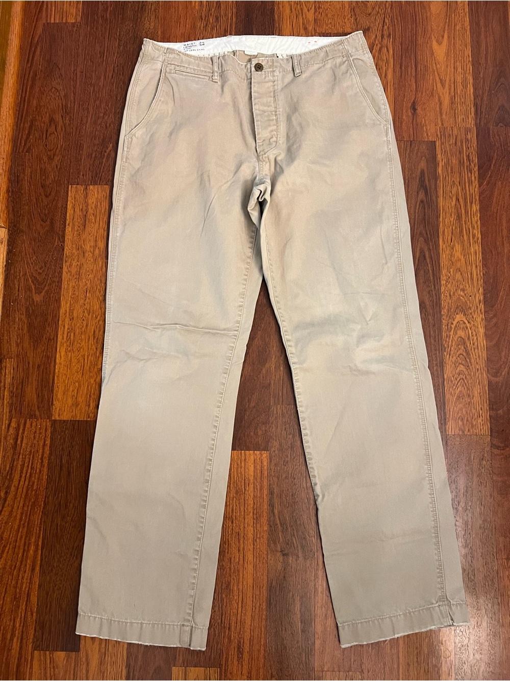 Men's Classic Straight Fit Chino Pants - Khaki 34 x 34